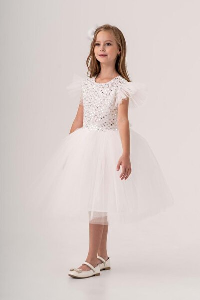Mnk Baby&Kids Τούλι Κοριτσίστικο Φόρεμα KPL MNK0526 SNOW WHITE
