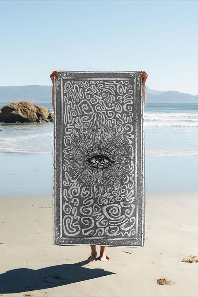 Doruklar Home Collection Modern Patterned Digital Printing Beach Sea Towel Peshtamal 80X160 cm Brs021