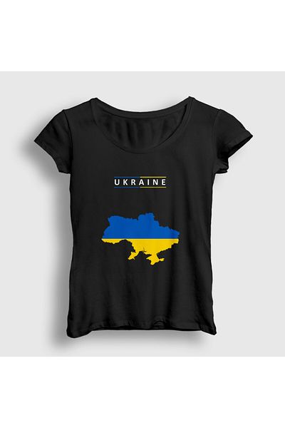 Presmono Women's Black Ukraine Map Flag Ukraine Map Flag T-Shirt 563377Tt