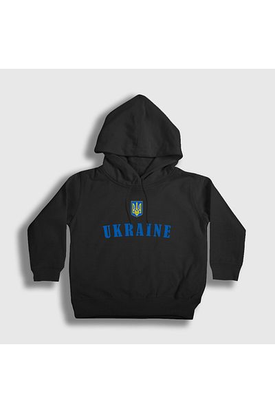 Presmono Unisex Kids Black Trident Coat of Arms Ukraine Ukraine Hooded Sweatshirt 563199Tt