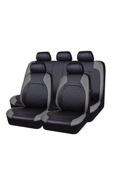 RO GROUP Set universal de huse pentru scaune auto RoGroup Roma, piele sintetică, 9 piese, gri și negru
