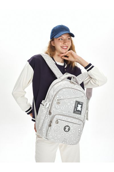 Pierre Cardin Rucsac gri pentru școală pentru copii 07PC17735