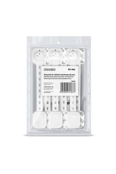 Ricokids Set of 6 furniture safety locks for children, white, multifunctional, multiple use, easy installation