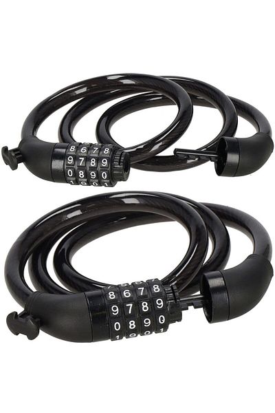 SERSIMO Lant antifurt bicicleta si trotineta, inchidere cifru, lungime 95 cm, Otel, Negru