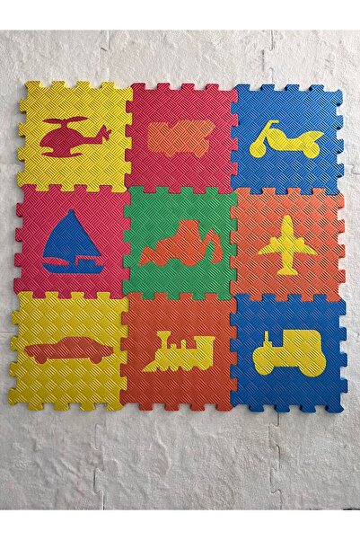 EKİM TOYS 9 Parça Büyük Boy ARAÇ DESENLİ Eva Oyun Karosu Yer Matı Puzzle Yapboz