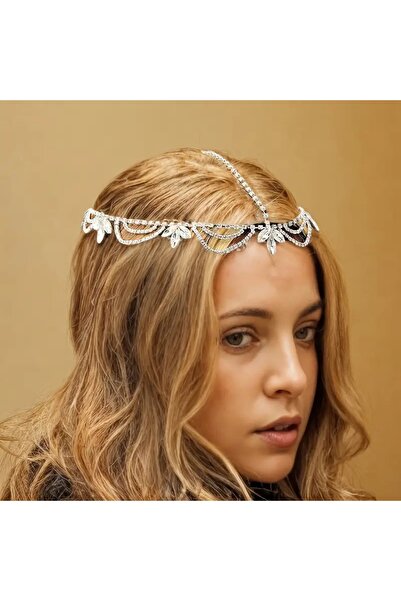 GlassySKY إكسسوار شعر هندي/تاج/هانفو للزفاف/الخطوبة/العروس/الحناء/عيد الميلاد...