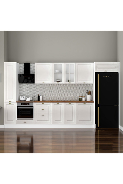 Fly Mobilya 380 cm Sherry Mutfak Dolabı, Hazır Mutfak Dolabı