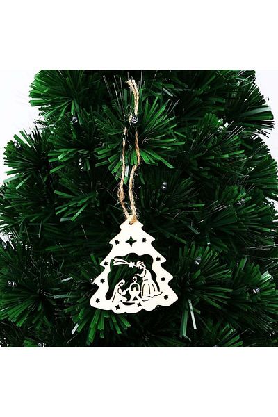 WELLXUNK Set de 50 de ornamente de Crăciun Wellxunk®, lemn, 7-8 cm