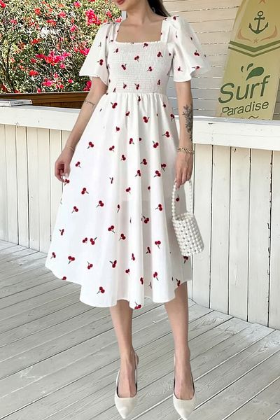 MILANOFOX Rochie de damă din poplin cu model Gipeli Daisy cu șireturi la spate - model de vară, confortabil, elegant și casual