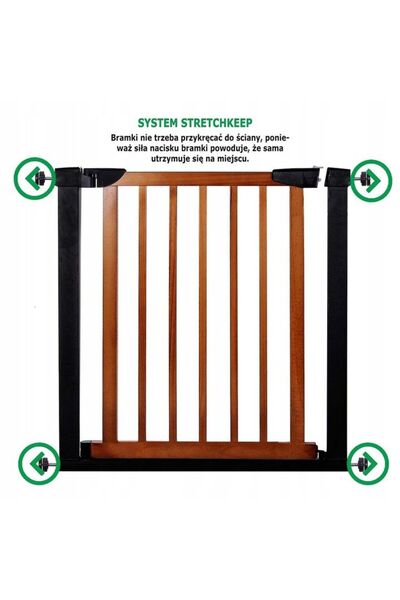 SERSIMO Safety Gate for stairs, adjustable 83-89 cm, made of steel and wood, black brown
