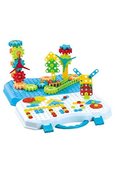 Danex Magic Drill Construction Set with Briefcase, 310 Pieces, Blue, Multicolored Pieces, Plastic, 31x46