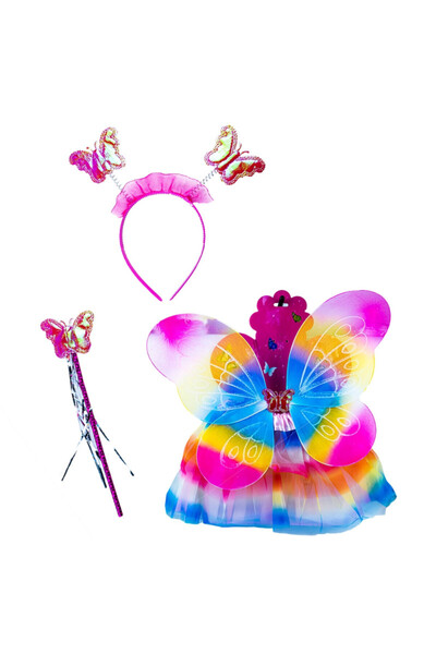 OEM Костюм на принцеса пеперуда, пола, крила, прашки, вълшебна пръчица, много...