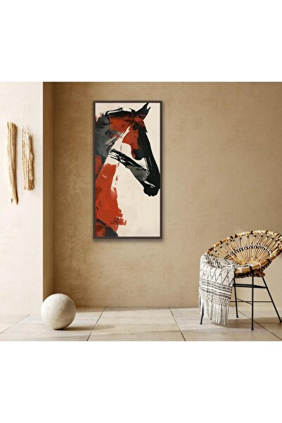 4gdran Horse Canvas Painting with Hollow Brown Frame
