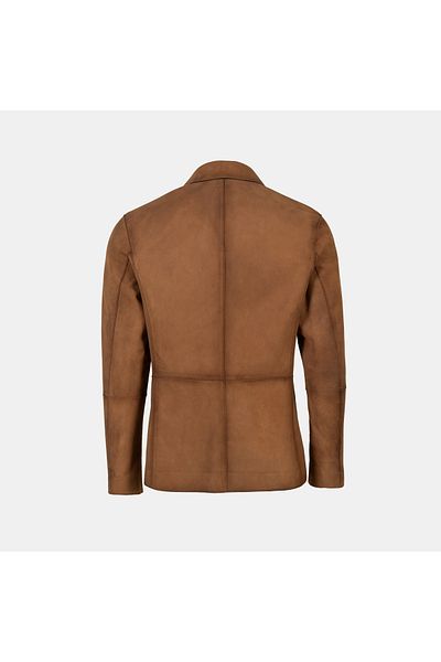 Desa Men's Tan Collar Suede Leather Blazer Jacket
