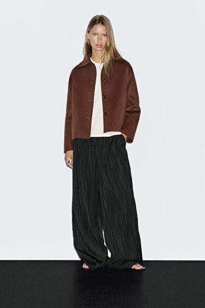 Massimo Dutti Gömlek yaka kısa yün karışımlı ceket