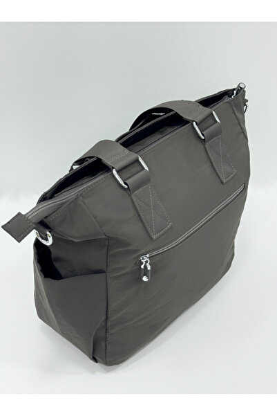 Sanmorris Women's Multi-Pocket Useful Waterproof Parachute Fabric Dark Gray Colored Crossbody Hand and Shoulder Bag