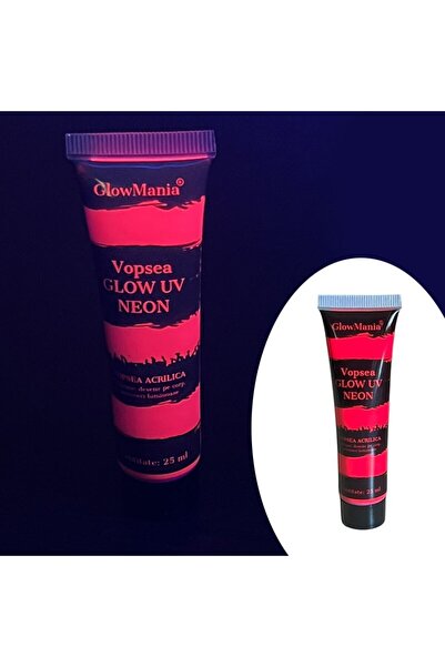 GlowMania Неоново розова UV боя за рисуване по тяло, на водна основа, количес...