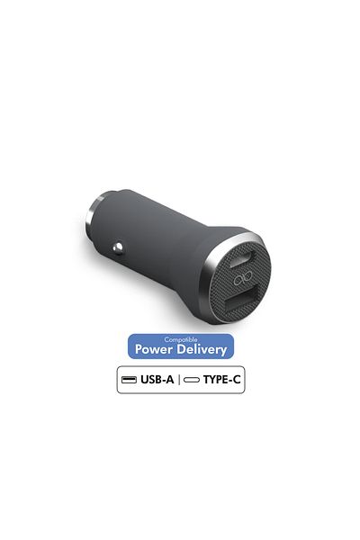 Force Dual Car Charger 37W (12+25W) Power Delivery Grey