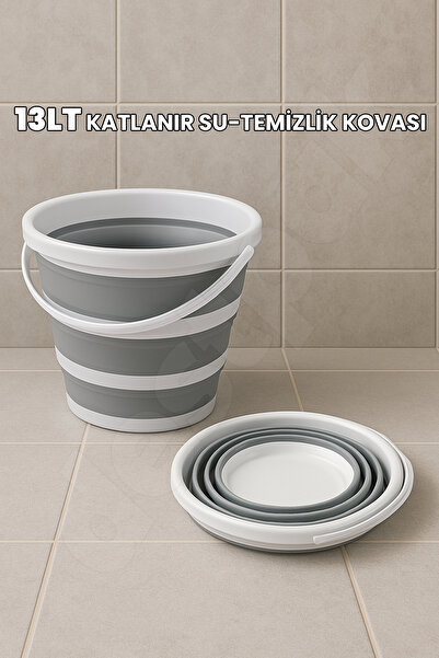 Destpak Yer Kaplamaz Katlanır Kova - Temizlik Kovası - Su Kovası - Bahçe Kovası