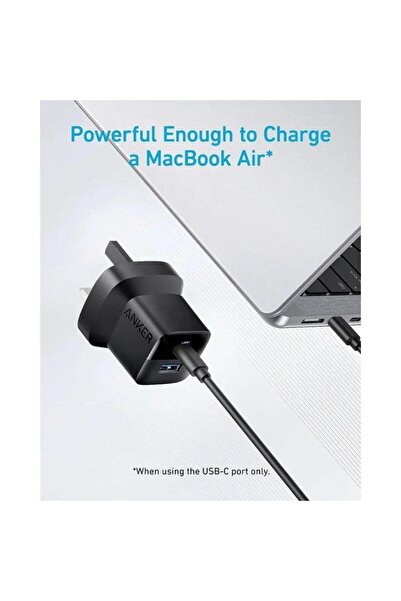 Anker 323، شاحن حائط بقوة 33 وات + كابل USB-C إلى C بطول 3 أقدام، واجهة USB من النوع A وUSB من النوع C