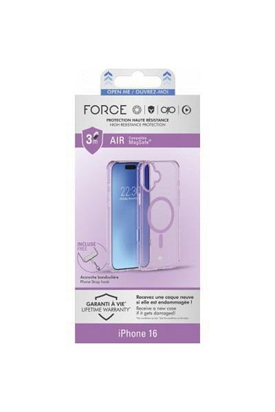 Force جراب ماجسيف المقوى لجهاز آيفون 16 إير 3M شفاف وردي