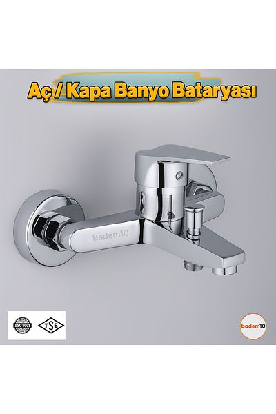Badem10 Premium Single Lever on Off Chrome Bathroom Faucet Wall Mounted Fixture Modern Design Hot Cold Adjustable