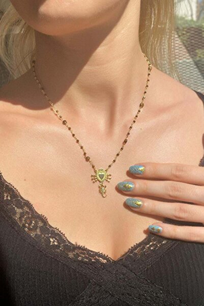 Spossy Silver Jewelry Kaplan Gözü Doğal Taşlı Kalpli Akrep Kolye