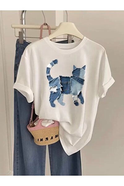 FUFLUNS TRICOU DE DENIM CU GULER DE CICLISM OVERSIZE