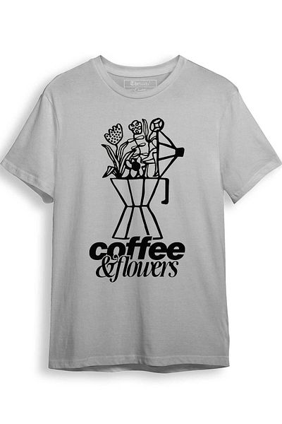 The Baski Coffee and Flower Printed 100% Cotton Premium T-Shirt