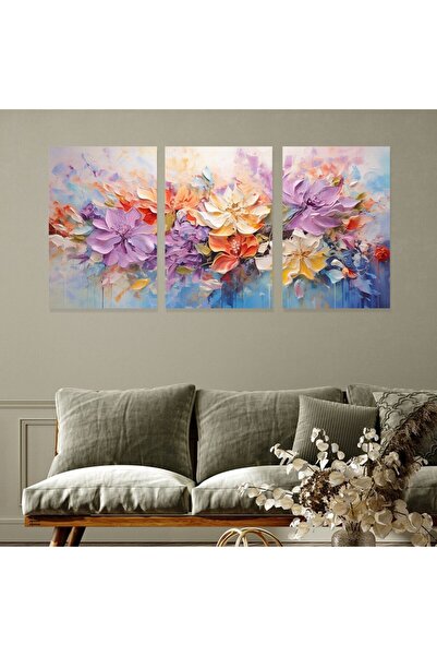 SND ثلاث لوحات قماشية بتصميم مودرن مع برواز شامبين مجوف