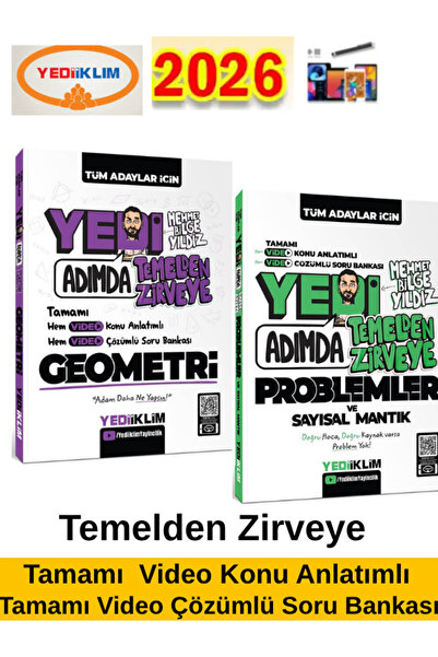 Yediiklim Yayınları Yedi Adımda Temel Problemler+Geometri Tamamı Video Çözümlü Konu Anlatımlı Soru Bankası