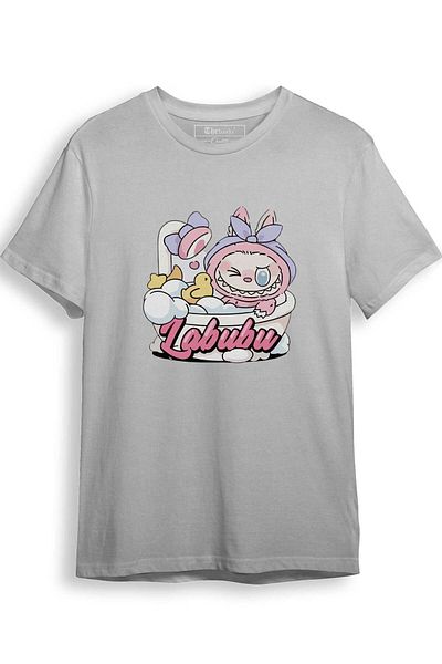 The Baski Labubu Cute Printed 100% Cotton Premium T-Shirt in the Shower