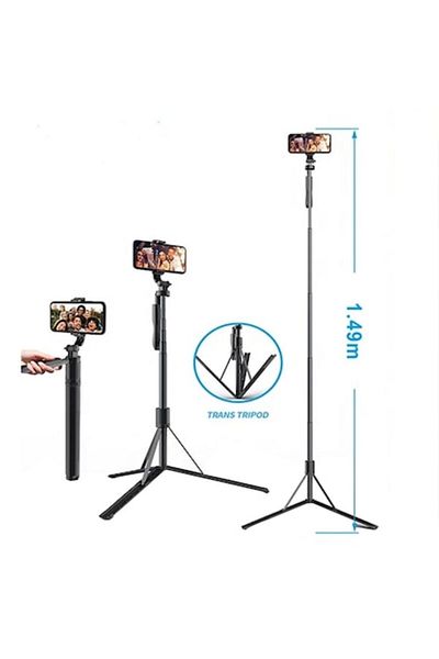 Danex Selfie Stick with Tripod and Remote Control, 149cm, R68, Silicon Flex, Deep Dark