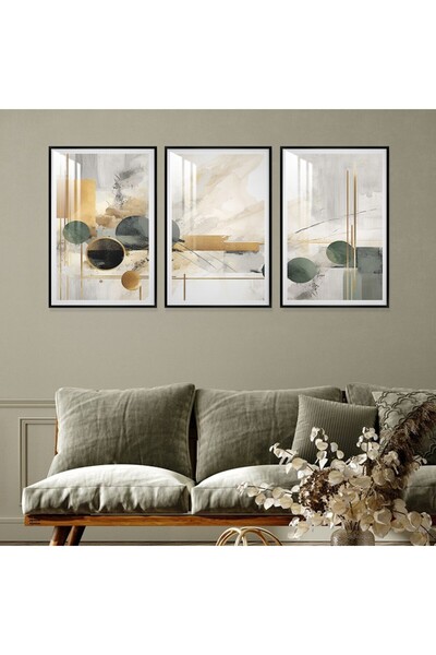 SND ثلاث لوحات جدارية خشبية مع برواز خشبي اسود و طبقة من الاكريلك الشفاف