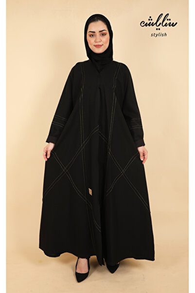 Stylish عباية نواعم بأزرار باللون الأسود