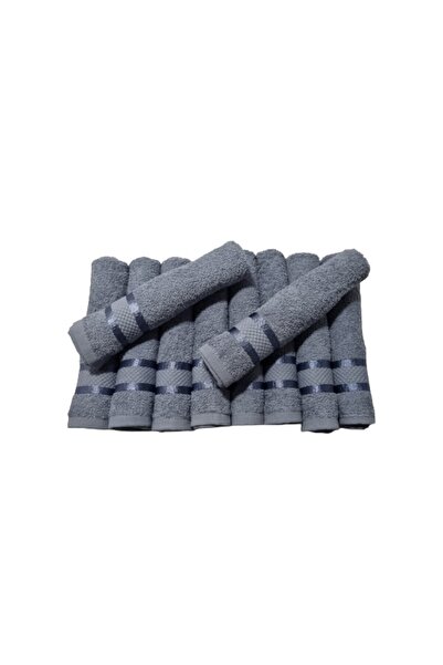 OEM Set of 10 Gray Hand Towels, 30x50 cm, 100% Cotton, 400 GSM