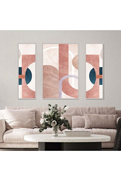 SND ثلاث لوحات قماشية بتصميم مودرن مع برواز فضي مجوف