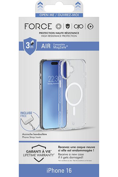 Force AIR MagSafe Compatible Clear Reinforced Case iPhone 16