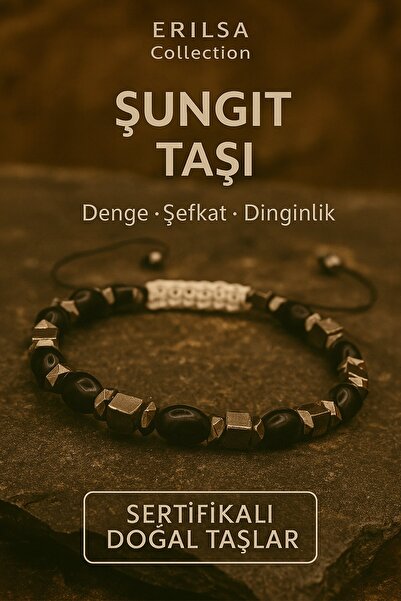 Erilsa Sertifikalı Şungit Taşı Bileklik Dinginlik ve Şefkat Enerjisiyle Ruhsal Dengeyi Destekler