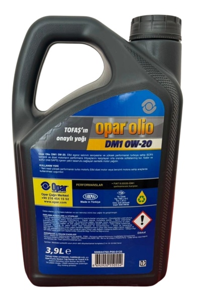 OPAR Olio Dm1 0W20 3.9 Litre Euro 6 Adblue Motor Yağı Üretim Yılı 2025 55179529