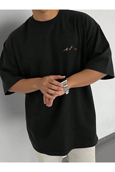 shidumanlar Unisex Dağ Gögüs Tasarım Penye Tshirt