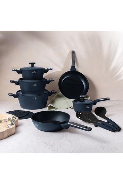 Berlinger Haus Sada nádobí s titanovým povrchem 15 ks Deep Sea Collection