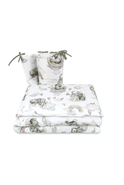 Qmini Lenjerie patut 3 piese, Qmini, Pentru patut 120x60 cm, Cu protectie lat...