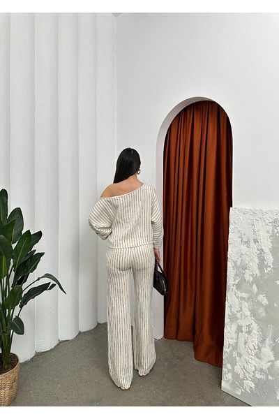 ZES COLLECTİONS Off-Shoulder Trousers Suit