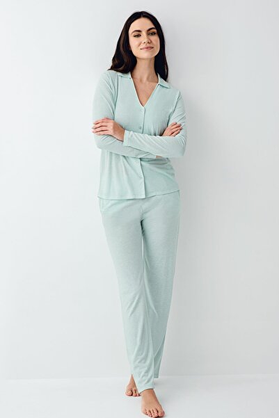 Pierre Cardin Women's v neck shirt pajama set, Transitional pajama set50% modal 50% cotton