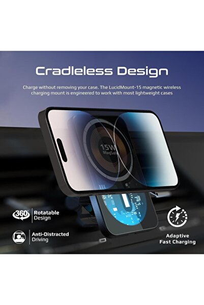 Promate Magnetic Wireless Car Charger, Ultra-Fast Transparent Magnetic Charger with 15W Output