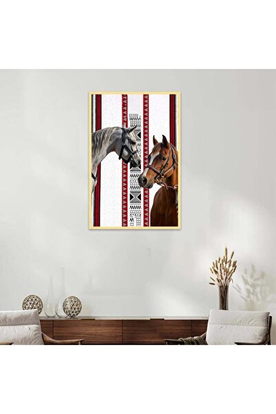 SND لوحة قماشية بتصميم الفن النجدي مع برواز ذهبي مجوف