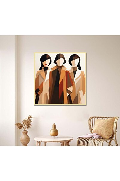 4gdran لوحة قماشة بتصميم امرآة مع برواز ذهبي مجوف