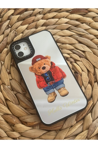 HYPERSOFT Iphone 11 (6.1 inç) Uyumlu Casefity Aynalı Kılıf Hello Winter Ayıcı...