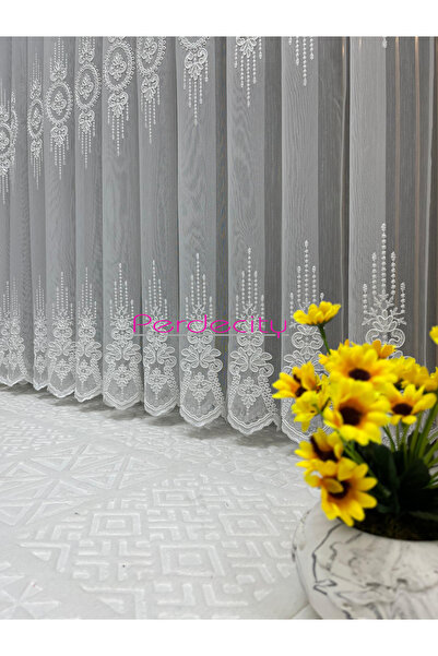 PERDECITY Pearl Special Velvet Embroidery Embroidered Bamboo Floor Tulle Curtain 1X3 Tight Pleated Ironing Not Asked